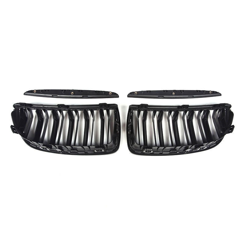 BMW 3 Series E90/E91 Pre-LCI Gloss Black Double Slat Front Grills (2005-2008)