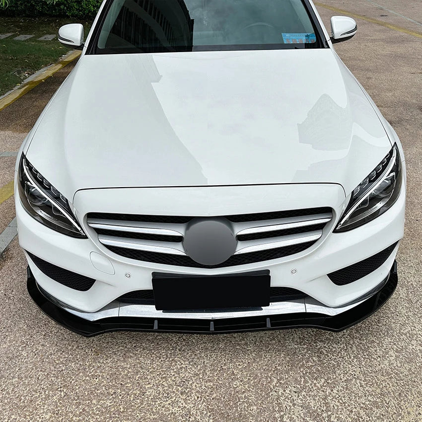 Mercedes C-Class W205 V Style Gloss Black Front Lip Splitter (2015-2018)
