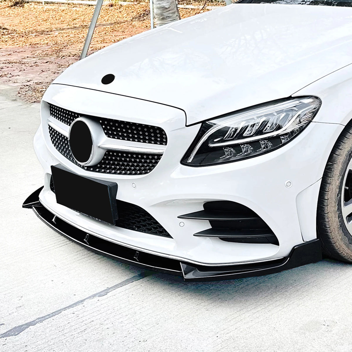 Mercedes C-Class W205 Facelift AMG Style Gloss Black Front Lip Splitter (2019-2021)